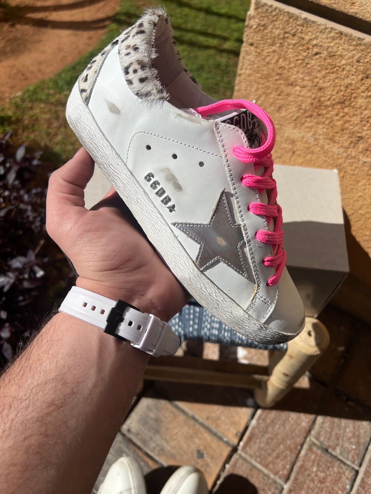 Golden Goose White Cheetah Print