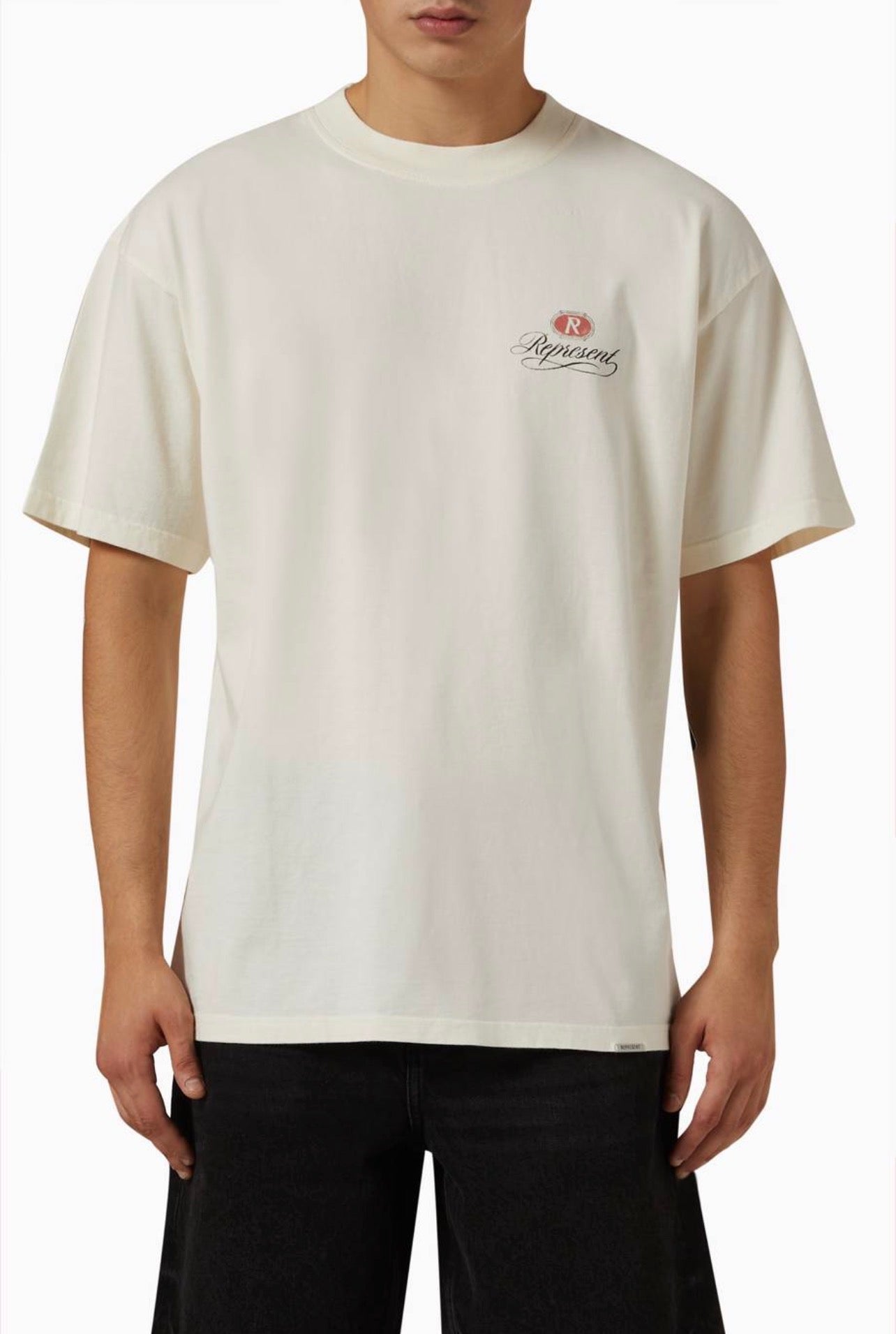 Represent Shirt White Black Drawing