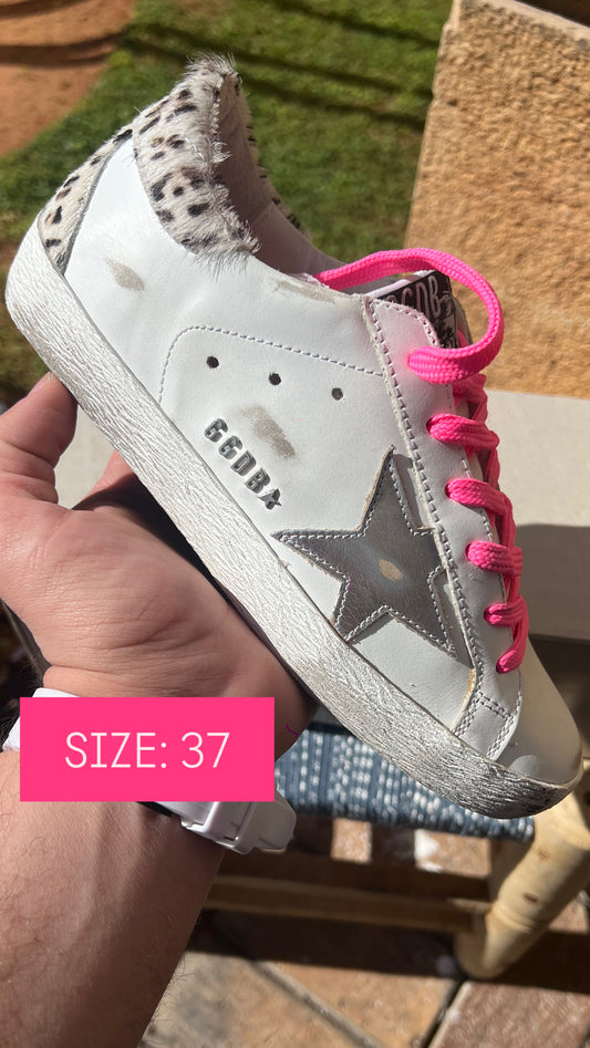 Golden Goose White Cheetah Print