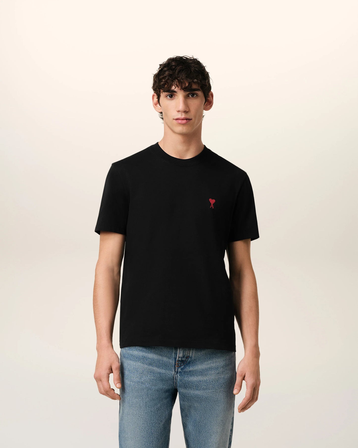 BLACK COTTON AMI DE COEUR T-SHIRT