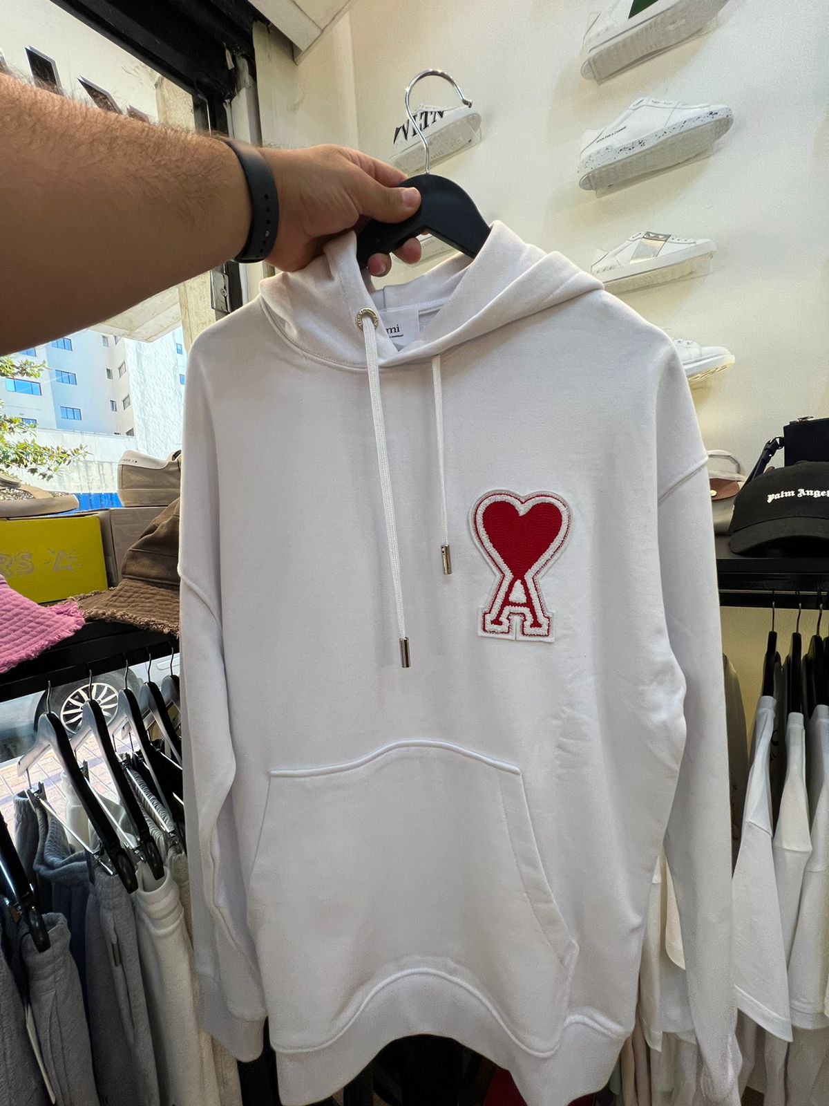 Ami White Big Red Heart Hoodie