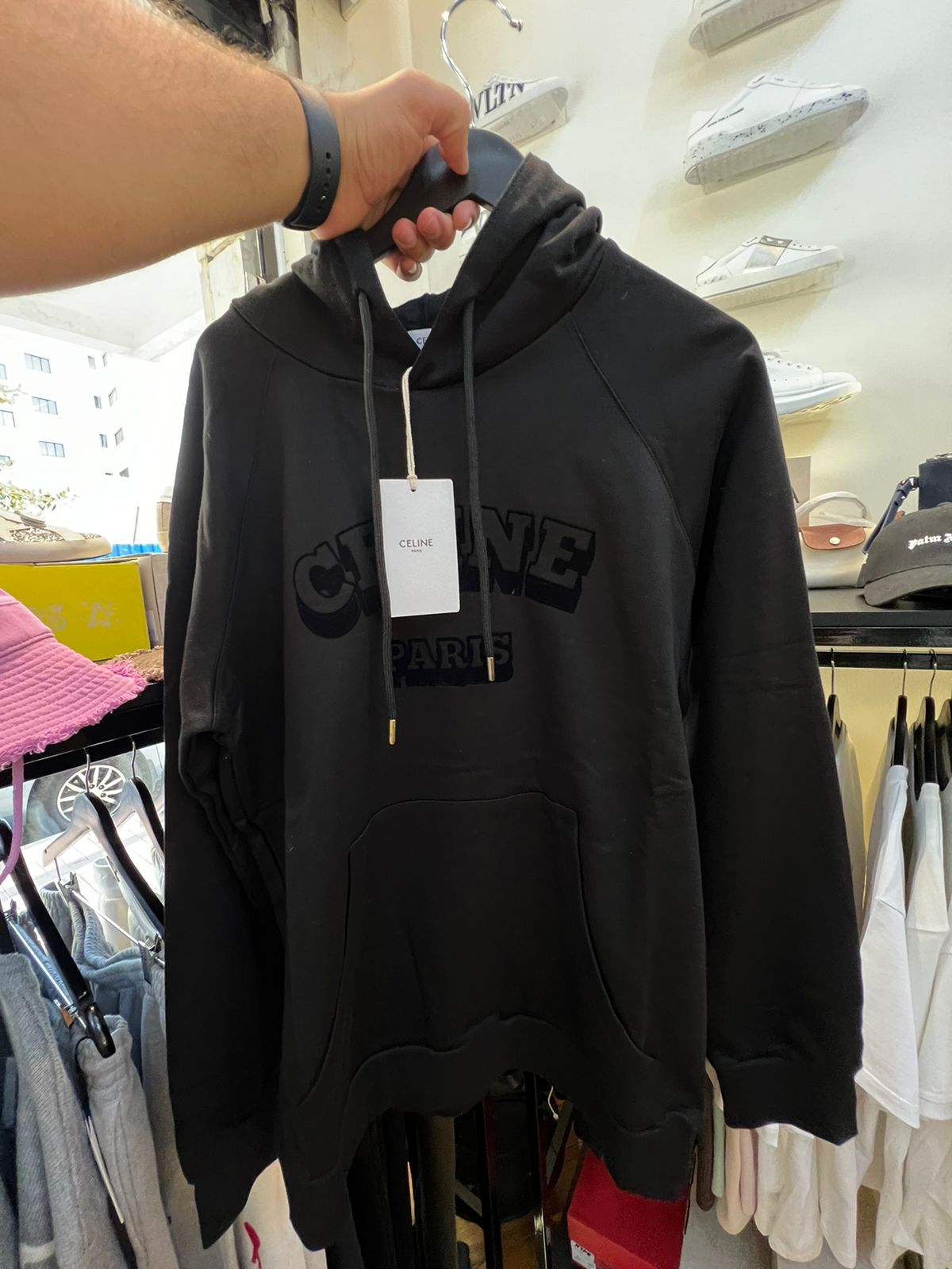 Celine Paris Black Velvet Hoodie