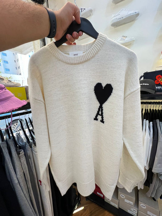 Ami White / Black Knitted Sweater