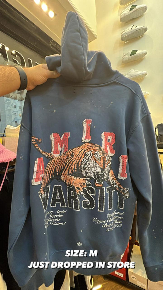 Amiri Tiger Varsity Hoodie Blue