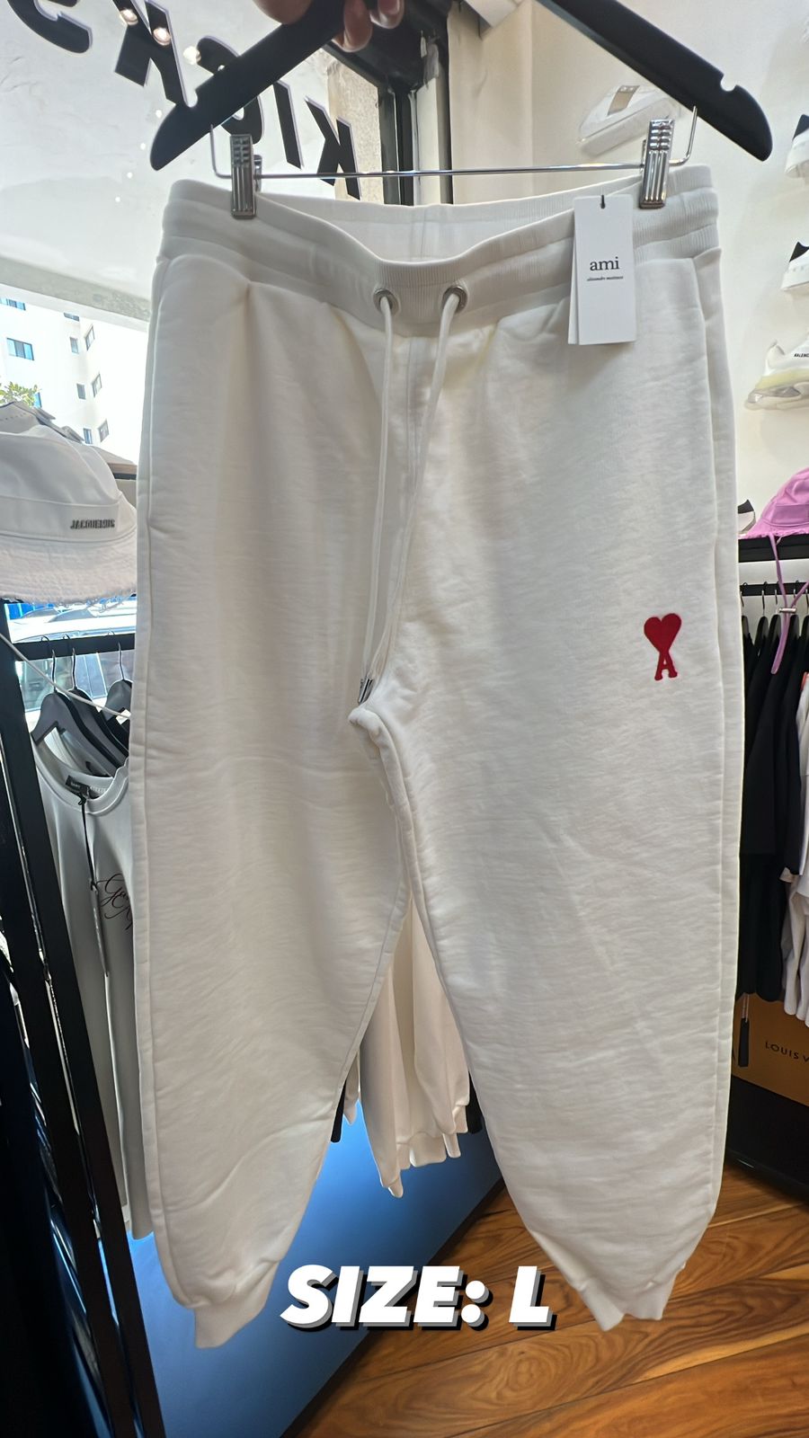 Ami White Red Heart Sweatpants